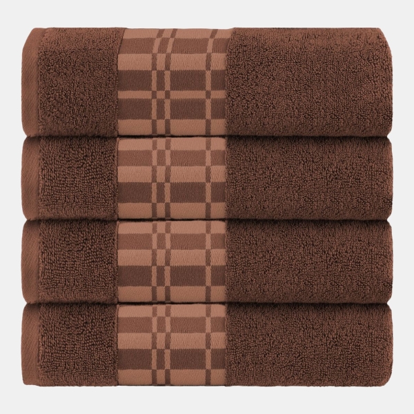 Larissa Geometric Embroidered Jacquard Border Cotton 4-Pc. Bath Towel Set - Chocolate