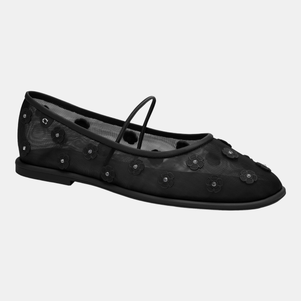Coach Emilia Tea Rose Mesh Ballet Flats