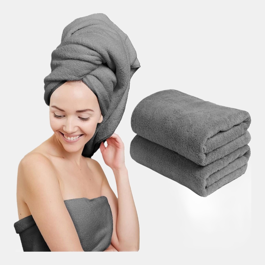 2-Pack Microfiber Hair Towel Wrap Rectangle Twist for Women 24 x 48 Inches