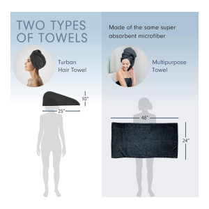 2-Pack Microfiber Hair Towel Wrap Rectangle Twist for Women 24 x 48 Inches - Image 3
