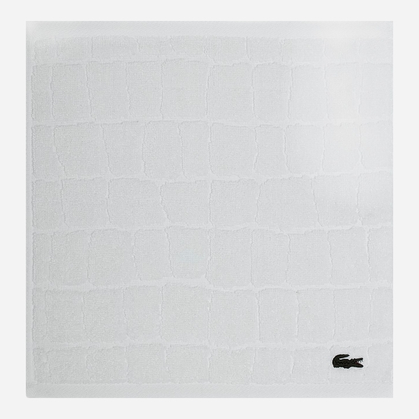 Lacoste Heritage Croc Scale Cotton Bath Towel, 30" x 56" - White