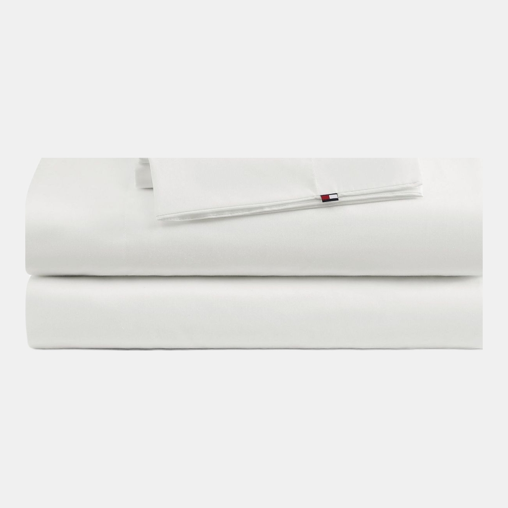Tommy Hilfiger Performance Cooling Solid 180-Thread Count Cotton 3-Pc. Sheet Set, Twin - White