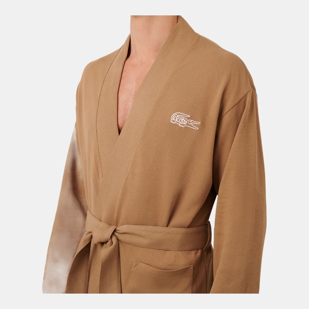 Lacoste Men's Waffle-Knit Thermal Robe - Cookie