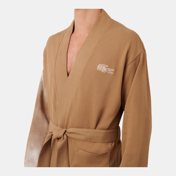 Lacoste Men's Waffle-Knit Thermal Robe - Cookie