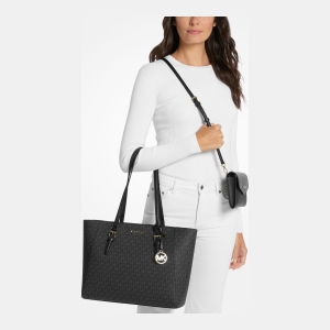 Michael Kors Outlet Charlotte Large 3-in-1 Signature Logo Tote Bag - BLACK - Image 4