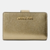 Michael Kors Outlet Jet Set Medium Metallic Saffiano Leather Bi-Fold Wallet