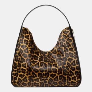 Michael Kors Outlet Nayla Medium Leopard Print Calf Hair Shoulder Bag