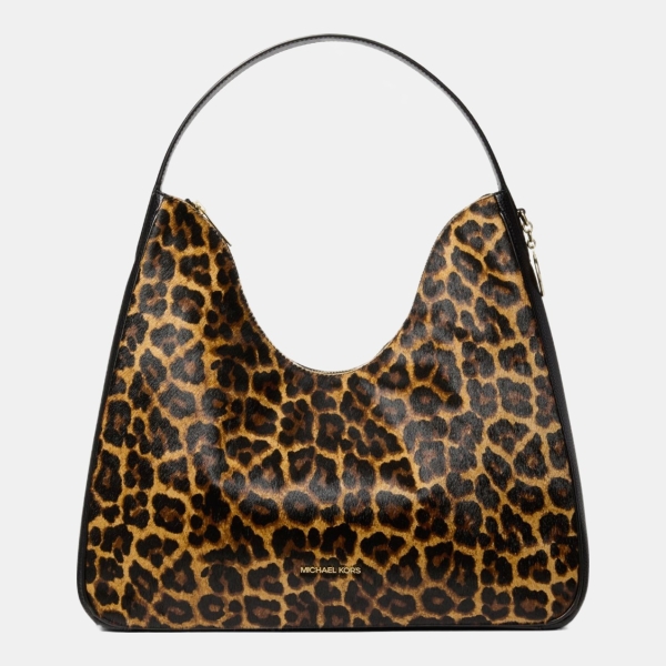 Michael Kors Outlet Nayla Medium Leopard Print Calf Hair Shoulder Bag