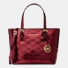 Michael Kors Outlet Jet Set Extra-Small Metallic Logo Debossed Convertible Tote Bag