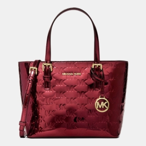 Michael Kors Outlet Jet Set Extra-Small Metallic Logo Debossed Convertible Tote Bag