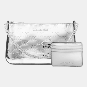 Michael Kors Outlet Jet Set Patent Logo Debossed Pochette and Card Case Gift Set