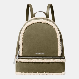 Michael Kors Outlet Rhea Medium Suede and Faux Shearling Backpack