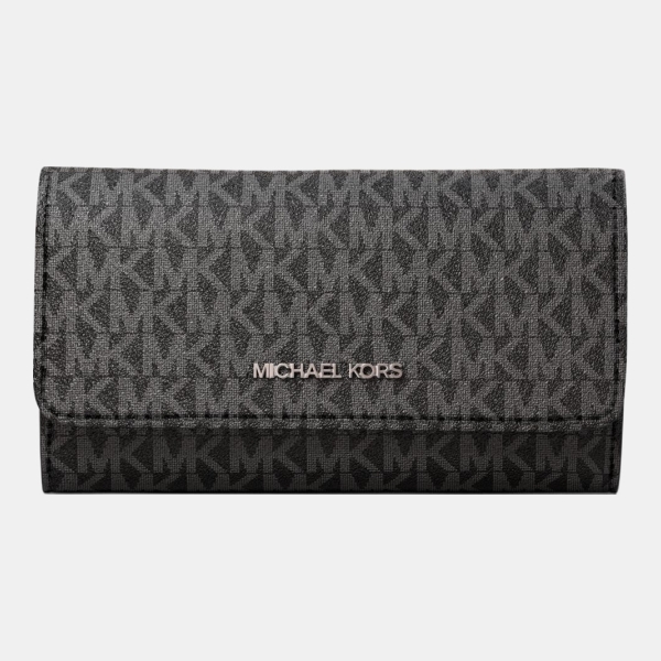 Michael Kors Outlet Jet Set Large Signature Logo Tri-Fold Wallet