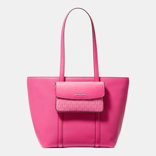 Michael Kors Outlet Jet Set Large 2-in-1 Pebbled Leather Tote Bag