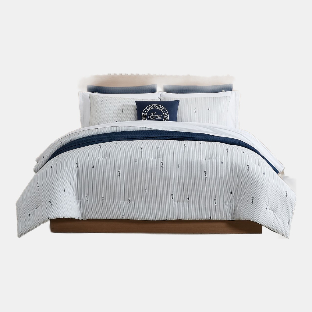 Lacoste Logo Stripe 2-Piece Comforter Set, Twin