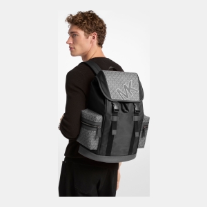 Michael Kors Outlet Cooper Signature Logo and Nylon Backpack - GUNMETAL - Image 4