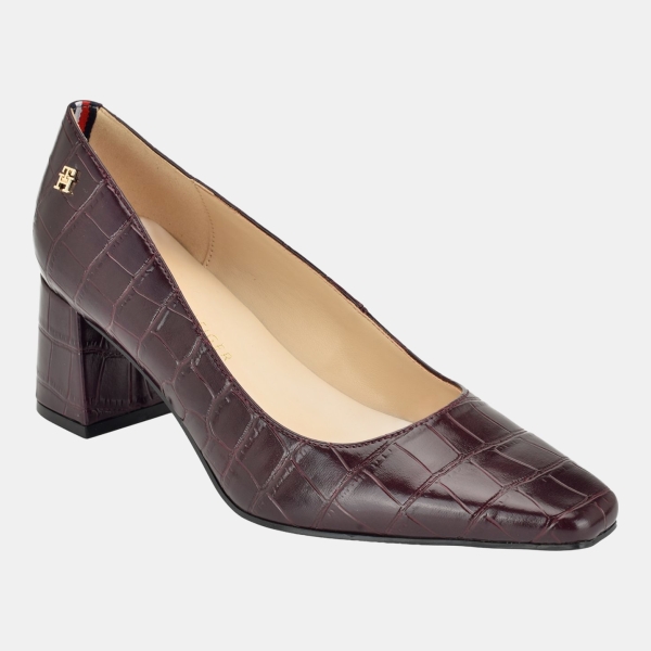Tommy Hilfiger Women's Opheili Classic Block Heel Pumps - Dark Red Croco