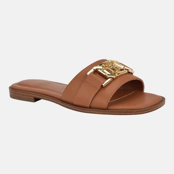 Tommy Hilfiger Women's Trulei Flat Slide Sandals - Medium Brown