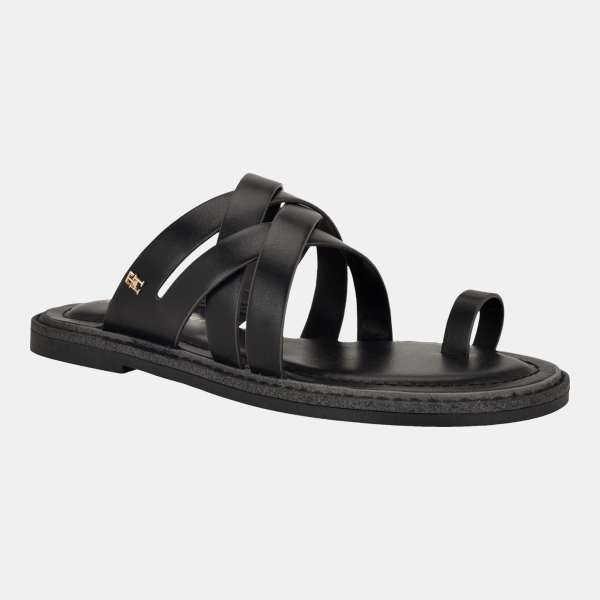 Tommy Hilfiger Women's Benett Strappy Toe Ring Sandals - Black