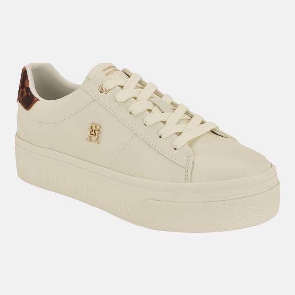 Tommy Hilfiger Women's Brighs Platform Lace-Up Sneakers - White/Leopard