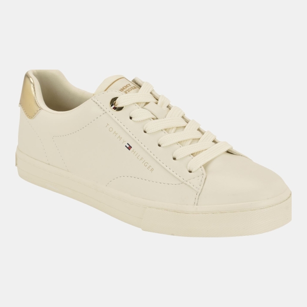Tommy Hilfiger Women's Lernia Low Profile Lace-Up Sneakers - Ivory/Gold
