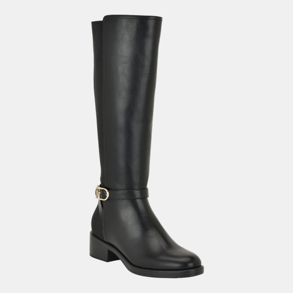 Tommy Hilfiger Women's Illuna Ornamented Side Zip Riding Boots - Black