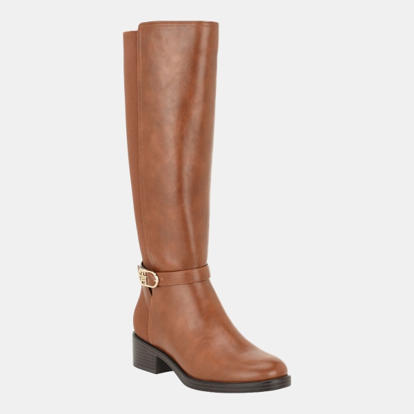 Tommy Hilfiger Women's Illuna Ornamented Side Zip Riding Boots - Medium Brown