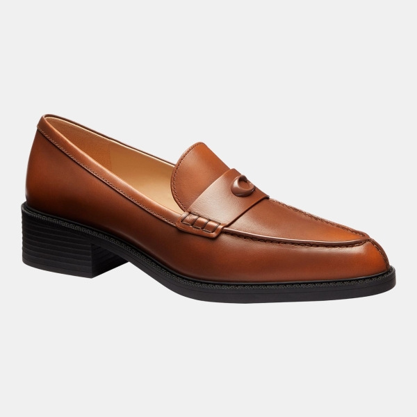 Coach Women's Pointed Toe Slip-On Loafers - Saddle Loved Leather