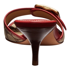 Coach Women's Margot Slip-On Kitten Heel Sandals - Signature Sateen/Khaki/Poppy - Image 4