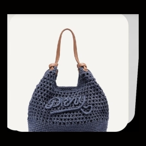 Dkny Perry Crochet Hobo Bag - Navy Blue