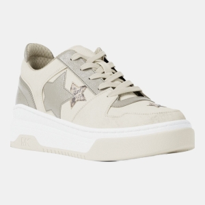 Michael Kors Outlet Lexi Embellished Mixed-Media Sneaker - CREAM