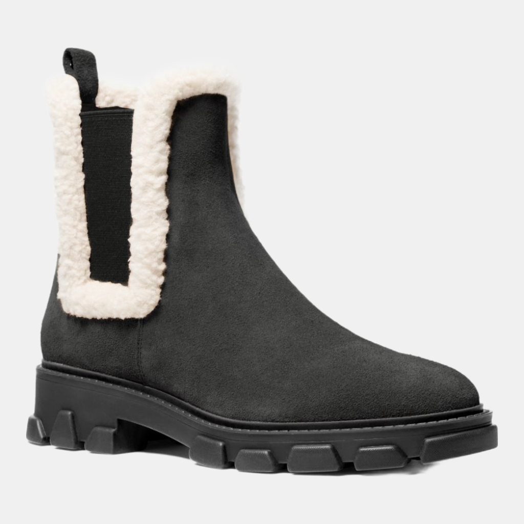 Michael Kors Outlet Ridley Suede and Faux Shearling Boot - BLACK