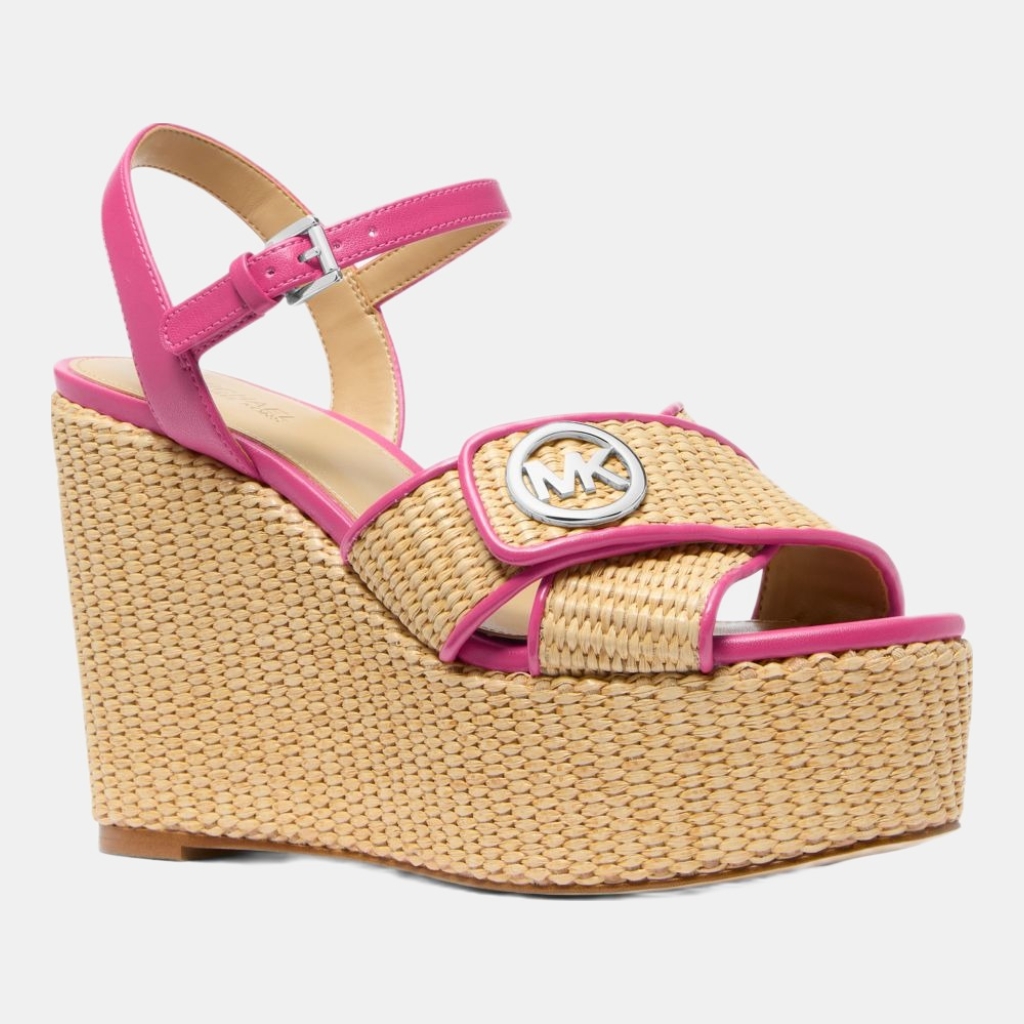 Michael Kors Outlet Hannah Straw Wedge Sandal