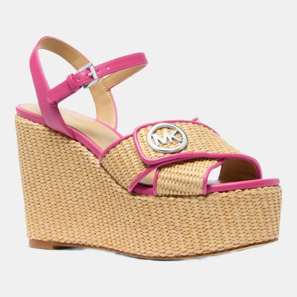 Michael Kors Outlet Hannah Straw Wedge Sandal