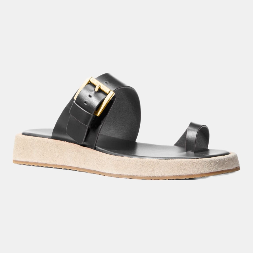 Michael Kors Outlet Selah Leather Slide Sandal