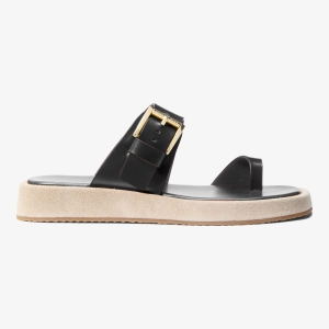 Michael Kors Outlet Selah Leather Slide Sandal - Image 3