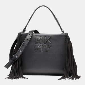 DKNY FOSTER MEDIUM FRINGE SATCHEL - Black/Silver