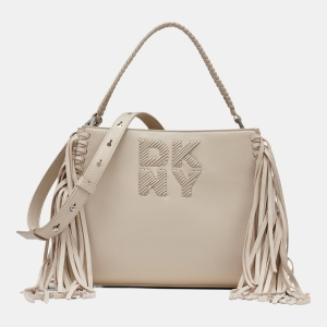 DKNY FOSTER MEDIUM FRINGE SATCHEL - Light Taupe