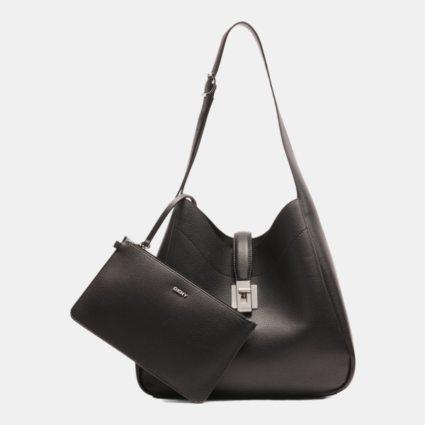 DKNY DARIA LARGE HOBO BAG - Black/Silver