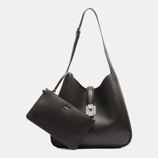 DKNY DARIA LARGE HOBO BAG - Black/Silver