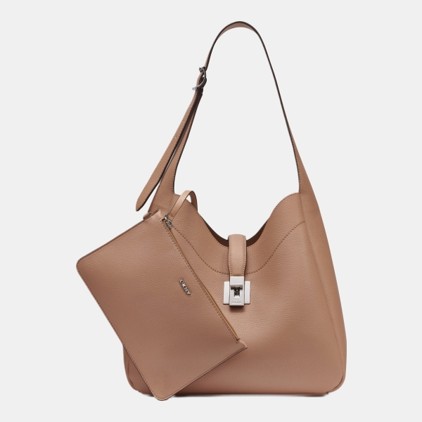 DKNY DARIA LARGE HOBO BAG - Cappuccino