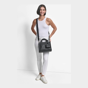 DKNY HADLEE SMALL LOGO TOTE - BLACK/GOLD - Image 3
