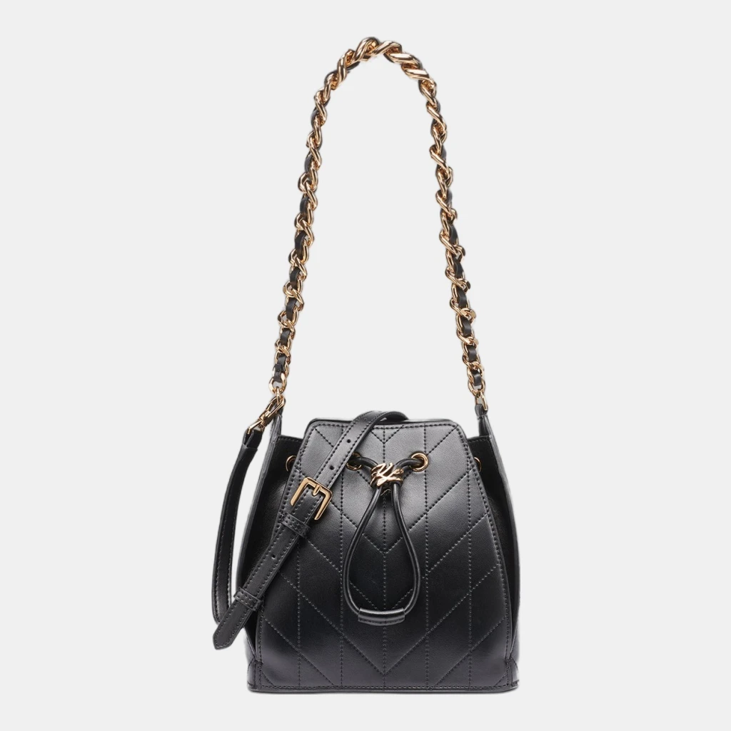 KARL LAGERFELD PARIS FANTINA CROSSBODY BUCKET BAG - Black / Gold