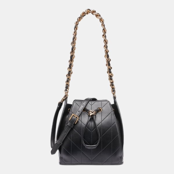 KARL LAGERFELD PARIS FANTINA CROSSBODY BUCKET BAG - Black / Gold