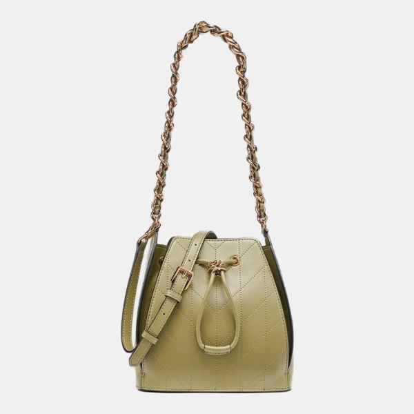KARL LAGERFELD PARIS FANTINA CROSSBODY BUCKET BAG - Olive