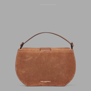 KARL LAGERFELD PARIS JOCELINA SUEDE SHOULDER BAG - Cognac - Image 4
