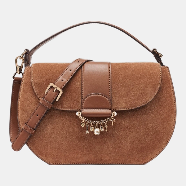 KARL LAGERFELD PARIS JOCELINA SUEDE SHOULDER BAG - Cognac