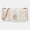 KARL LAGERFELD PARIS KOSETTE SEQUIN TWEED SHOULDER BAG - Winter White
