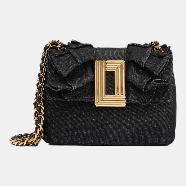 KARL LAGERFELD PARIS LAFAYETTE MINI CROSSBODY WITH BOW - Black Denim