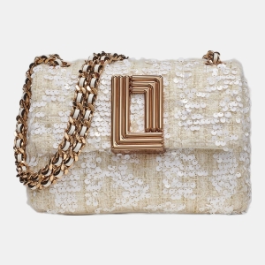 KARL LAGERFELD PARIS LAFAYETTE MINI CROSSBODY TWEED - Winter White